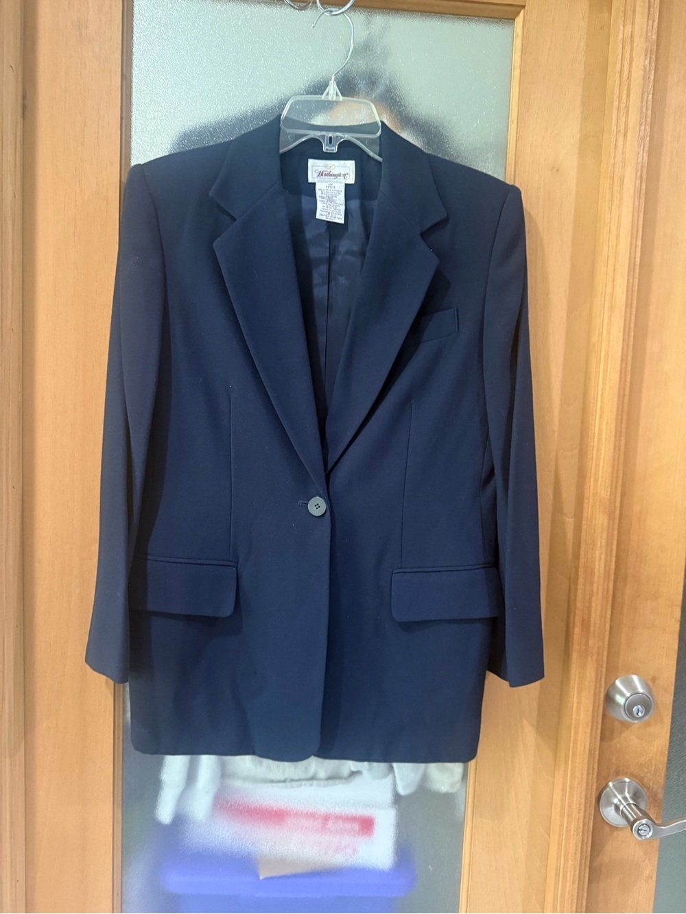 Worthington Two-Piece Suit Set - Jacket / Blazer Skirt - Navy - Size 12 Petite - Picture 2 of 7